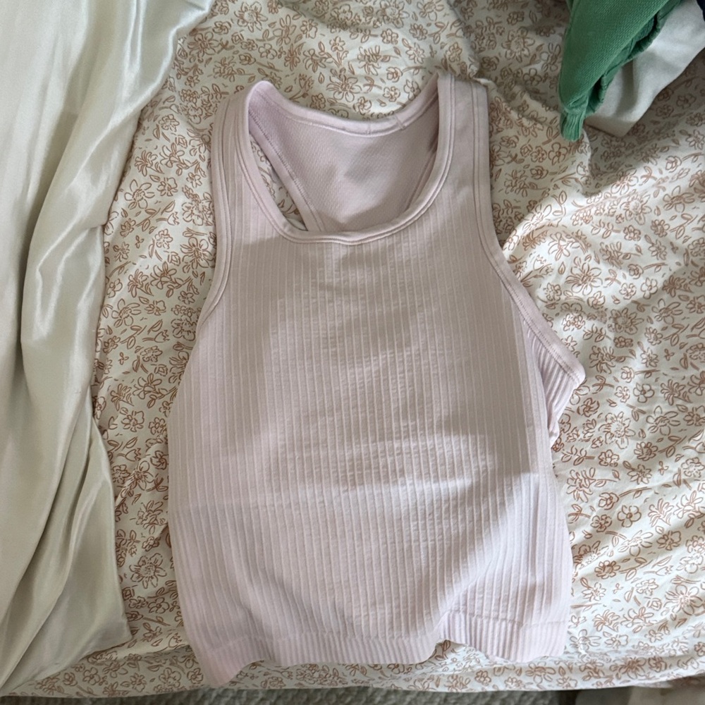 Lululemon Athletica Cream Ribbed Fitted Tank Top